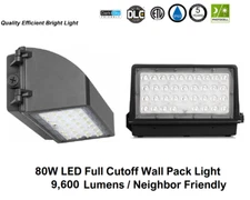 80Watt Full Cutoff LED Wall Pack w/ Photocell Neighbor Friendly 9,600 Lumens
