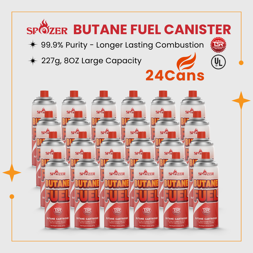 Butane Fuel Gas Canisters 24 Cans Spozer for Portable Camping