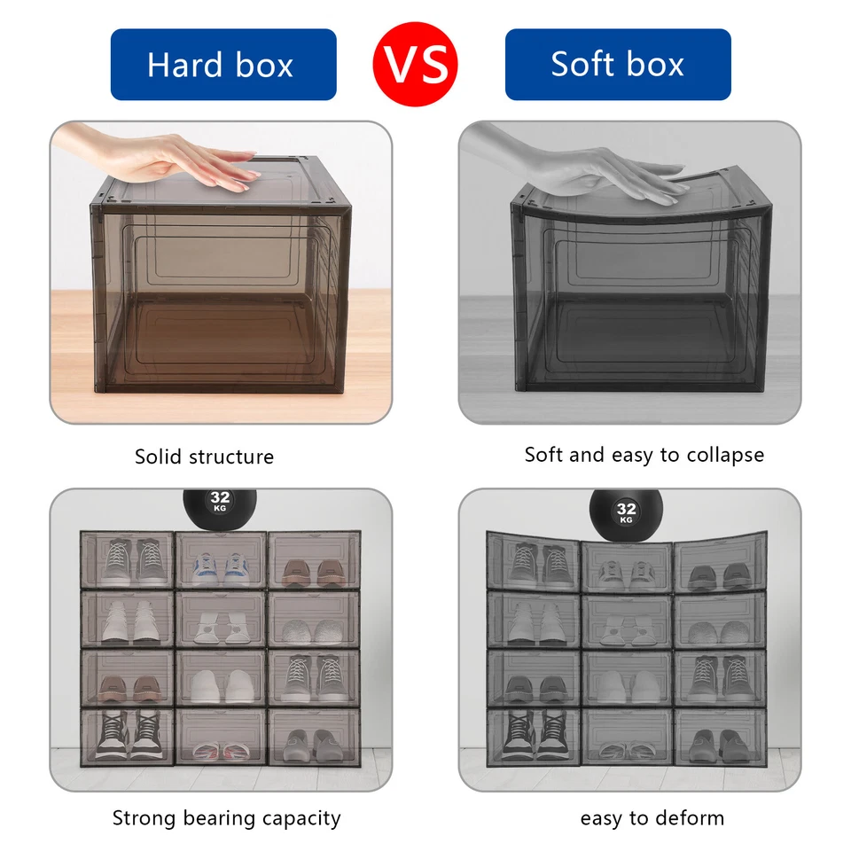 12 * Shoe Boxes Shoe Display Cases Black Brown Shoe Organizer Container Acrylic - Image 2 of 4