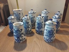 Lot de 10 Pots à Epices Vintages Céramique Delft Collection Cuisine