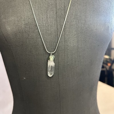 EXPRESS Quartz Crystal Pendent Long Necklace Silver