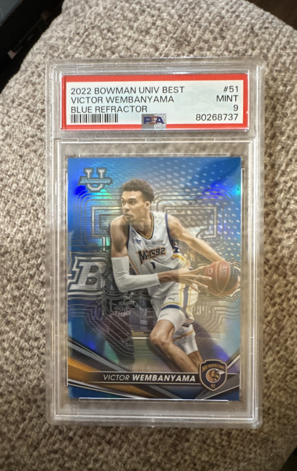 2022-23 Bowman University Best - Victor Wembanyama #51 Blue Refractor /150 (RC)