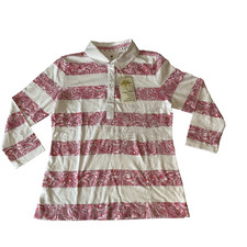 Tommy Bahama Indigo Palms Polo Shirt Mens Size M Pink White Striped Floral