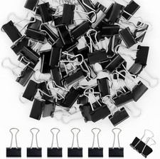 120 Pack Black Binder Clips 0.75 Inch, Small Paper Clamps for Office and Home