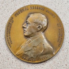 1914 Chicago Woodrow Wilson Establishment Federal Reserve Banks Bronze Medallion
