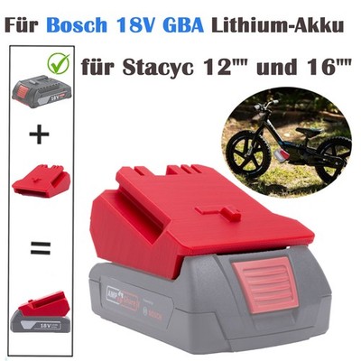 Akku-Adapter Für Bosch 18V GBA  Akku pass für Stacyc 12'''' und 16'''' Bikes NEU