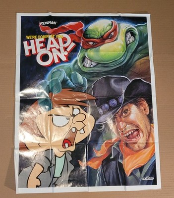 SEGA GENESIS TMNT HYPERSTONE HEIST PROMO POSTER - KONAMI - (NO GAME) 