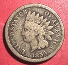 1859 US Indian Head Cent! Copper Nickel Variety! 1st Year Issue! Good! Old Coin!