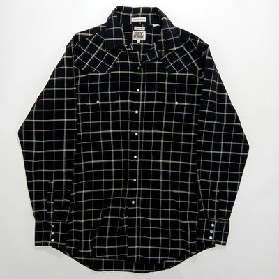 Ely Cattleman Men's Long Sleeve Black Western Shirt Size L Tall