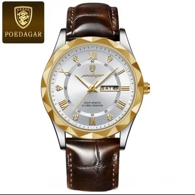 Reloj Elegante Para Hombre, Pulsera De Cuero, Resistente Al Agua, Fecha Luminosa