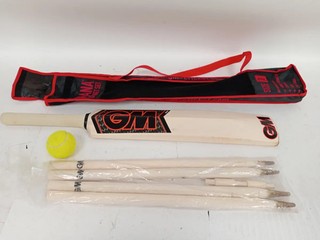 GM Size 3 Junior Cricket Set Bat Stumps Ball & Bag Summer Family Fun Sports