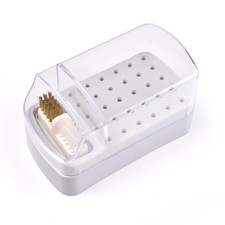 Rolabling Nail Drill Bits Holder & Cleaning Brush Box 2 Grey