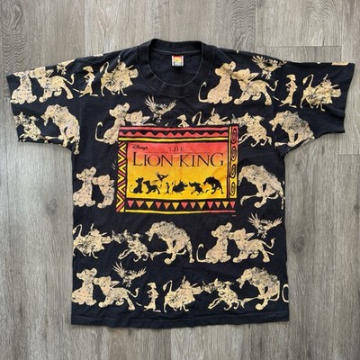 Vtg 90s Disney The Lion King All Over Print Jerry Leigh Shirt Men s XL Black