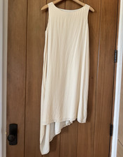 Eileen Fisher Ivory Silk Crepe Shift Dress Sleeveless Asymmetric Hi-Low Size S/P