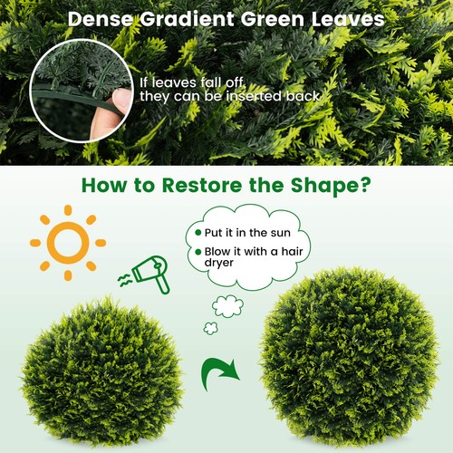 2 PCS 22" Artificial Cedar Topiary Balls Sun-protective Round Greenery Bushes - Picture 8 of 10