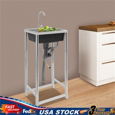 Stainless Steel Sink with Faucet, Free Standing Utility Sink, Single Bowl Sink