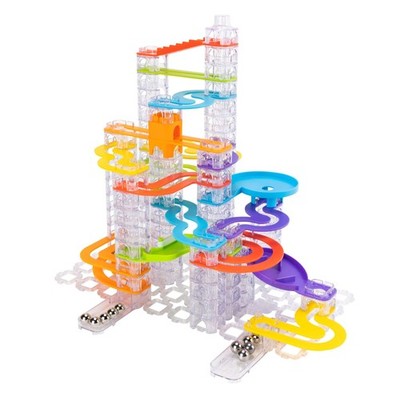 Fat Brain Toys Trestle Tracks Deluxe Marble Run Set, 124-Piece Modular Marble...