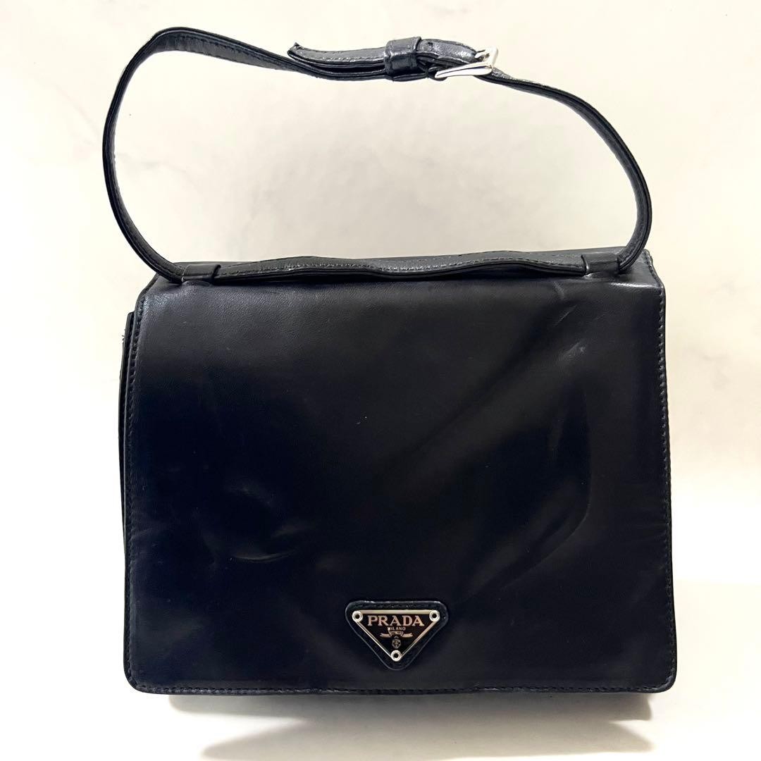 PRADA One Shoulder Bag Black Handbag Nappa Leather