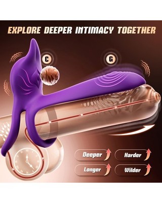 Vibrating Cock Ring Couples Sex Toys - MOOLIGIRL Dual Penis Ring Vibrator  wit... | eBay