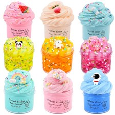 9 Pack Slime Kit - 3 Jelly Cube, 3 Cloud, 3 Butter Slime, Soft Non-Sticky Stress