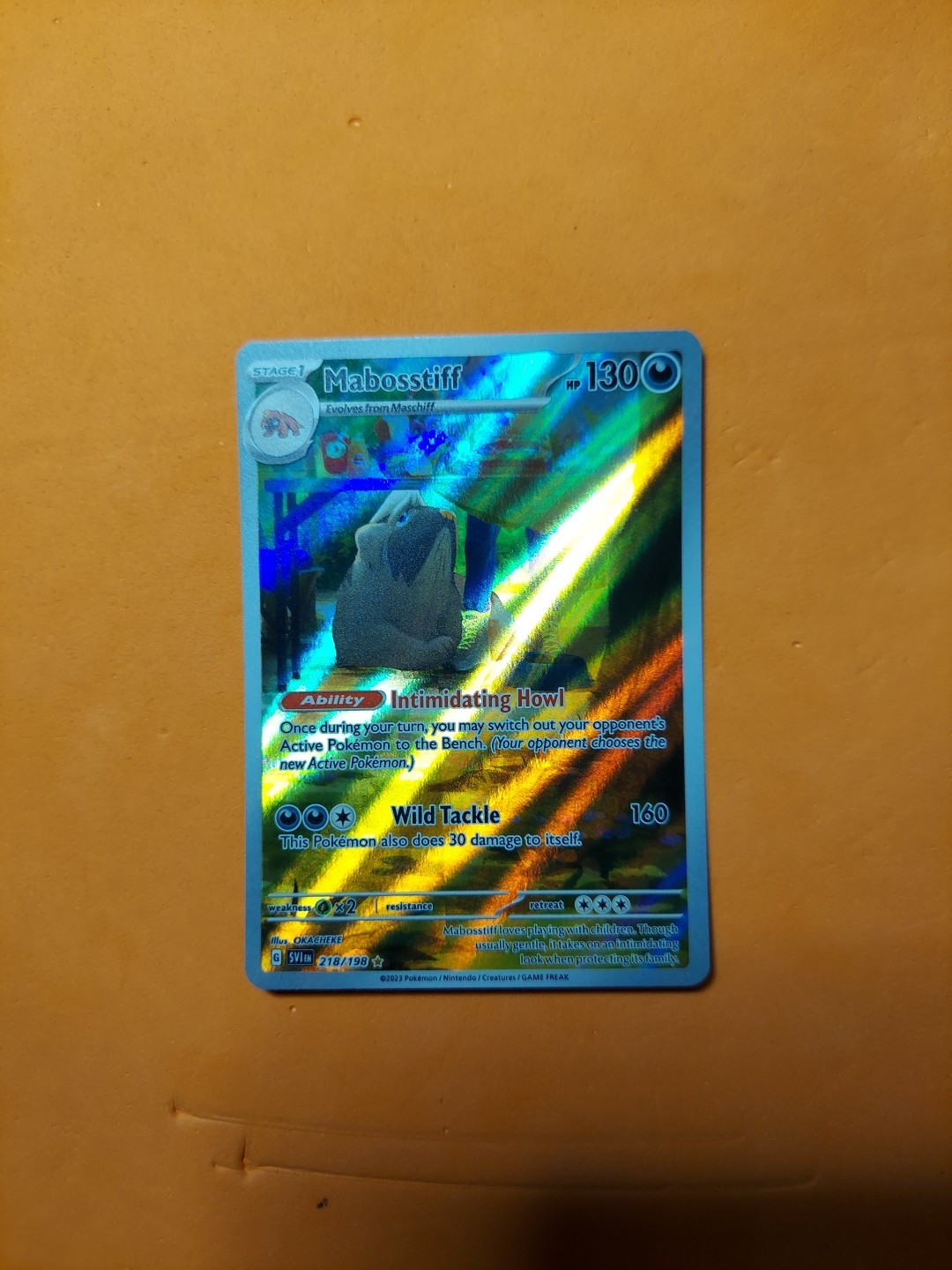 Mabosstiff 218/198 Pokemon Scarlet & Violet Illustration Rare Full Art Holo NM