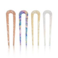 4 Pack French U Shaped Hair Pins Vintage 2 Prong Chignon Pin for Women Girls