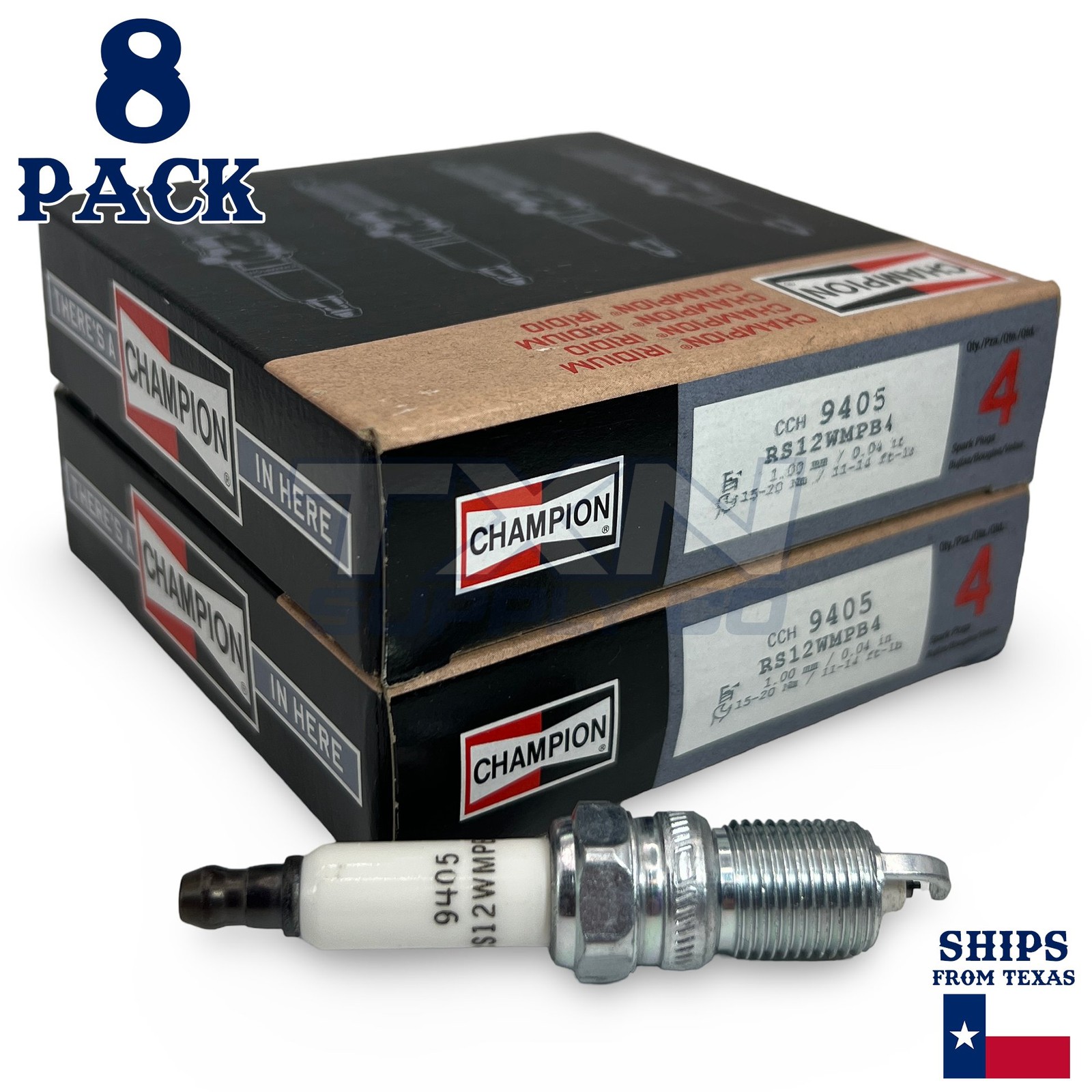 Champion 9405 Iridium Spark Plugs RS14WMPB4 - 8 Pack
