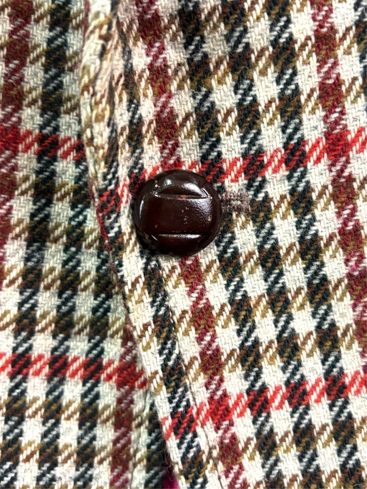 Blazer Chaqueta Abrigo Abrigo Lana Pesada Años 70 Rojo Multicolor Tweed 44R Foto 3 de 4