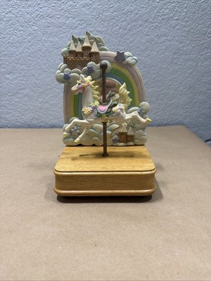 Vintage Unicorn Carousel Mirror rainbow music box