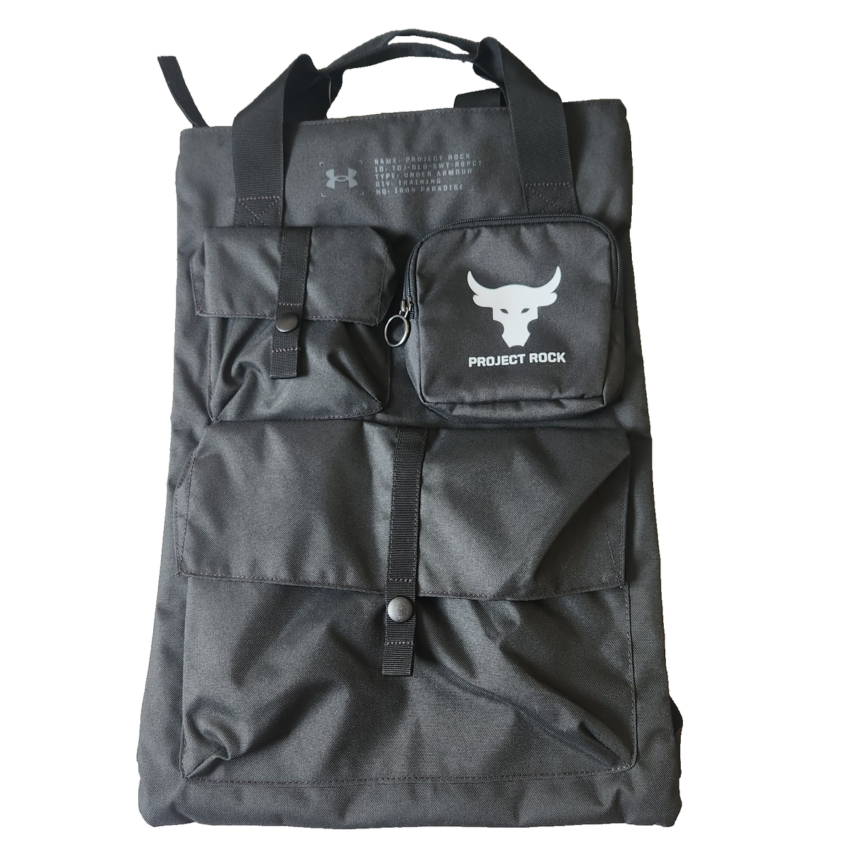 Under Armour x Project Rock Gym Sack Backpack Bag Black/Mod Grey