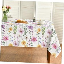 Spring Summer Tablecloth 60x84 Inch Rectangular White