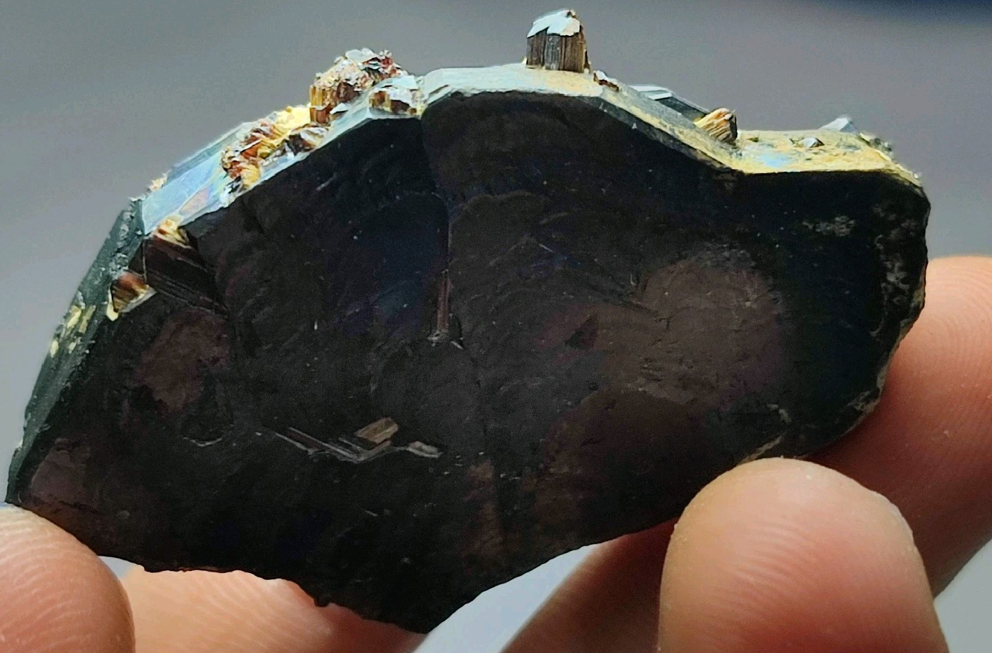 Rutile Crystals Grown On Iridescent Hematite Crystal With Good Luster-Zagi Mount