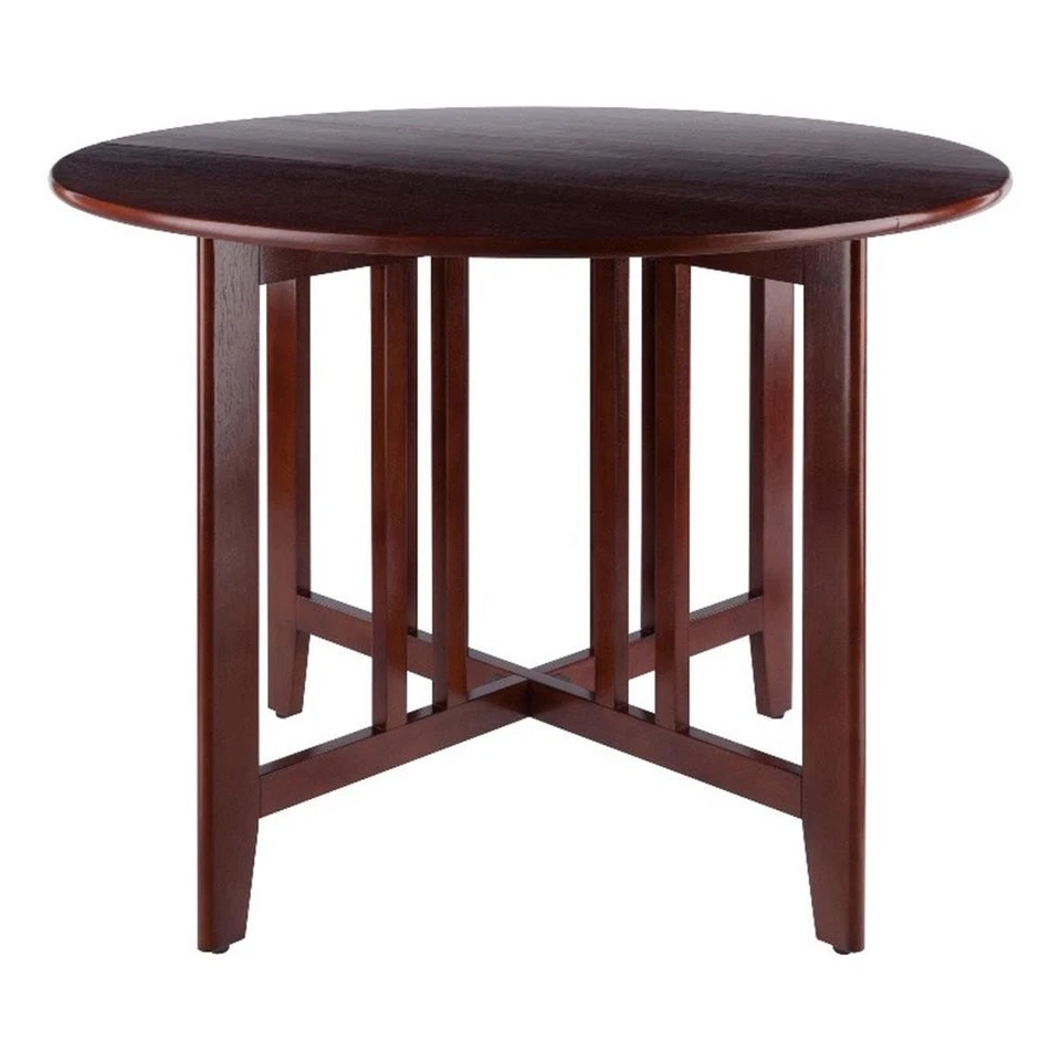 Winsome Mesa de Comedor Alamo 42" Redonda Doble Hoja Caída Madera Maciza en Nogal Foto 2 de 4