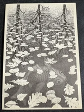 art postcard MC M.C. Escher Three Worlds unposted