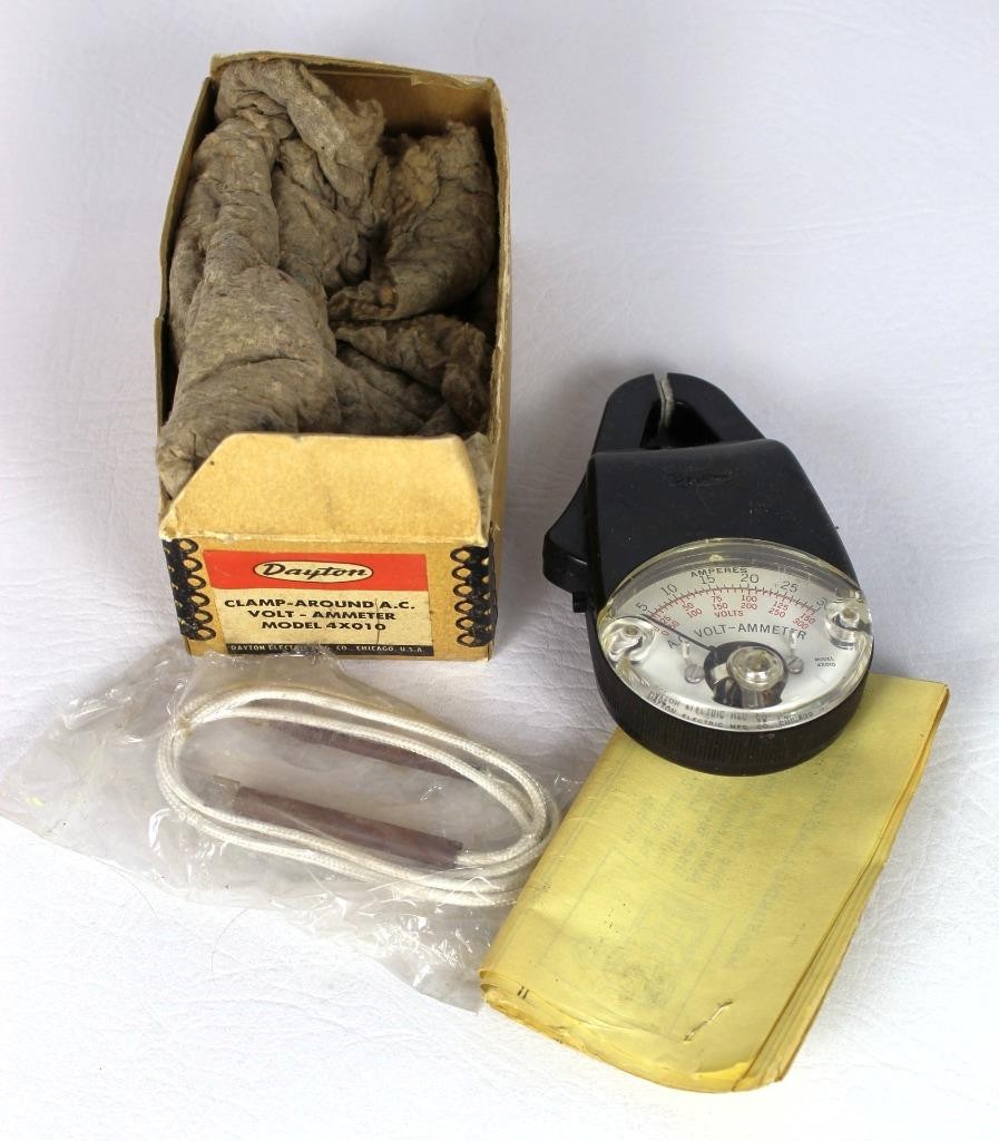 Vintage Dayton Clamp-Around A.C. Volt Ammeter Model 4X010 Pocket Tester