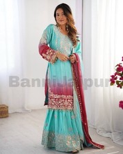 Indian Style Sharara Suit Wedding Wear Suit With Dupatta New Design Suit set