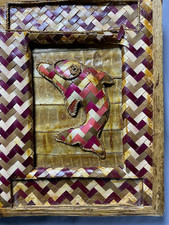 VTG Banana Leaf Photo Handmade Album Dolphin Tiki Island Beach Sand