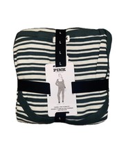 NWT- Victoria  s Secret Pink Thermal Pj Set - Deep Forest Stripes-LARGE-