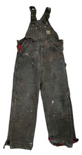 Carhartt Duck Bib Overall Mens 34x32 Paint Holes Lining Used