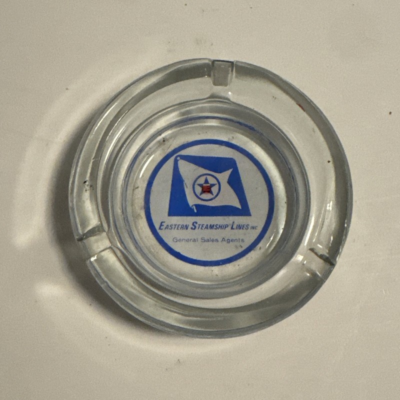 Vintage Advertising Glass Ashtray Eastern Steamship Lines Cruise Ship