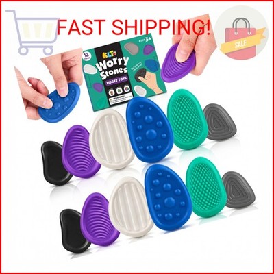 Fidget Toys Adults Sensory Stones: 12 Pack Textured Worry Stone for Autism Kids 