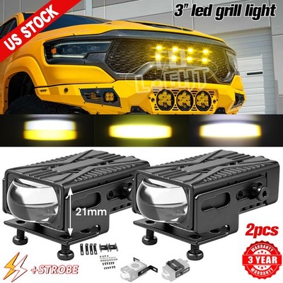 2X Super Bright Grill Lights Hi-lo Beam Driving Lights Mini Projector Fog Lights
