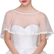 Elegant Lace Shawl Wrap Bride Wedding Shawl Lace Embroidered Women Tulle