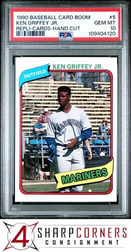 1990 BASEBALL CARD BOOM REPLI-CARDS HAND CUT #5 KEN GRIFFEY JR. HOF PSA 10