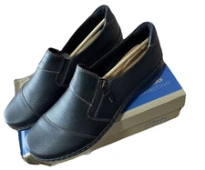 Womens Clarks Cora Harbor Black Leather Loafers Size 12