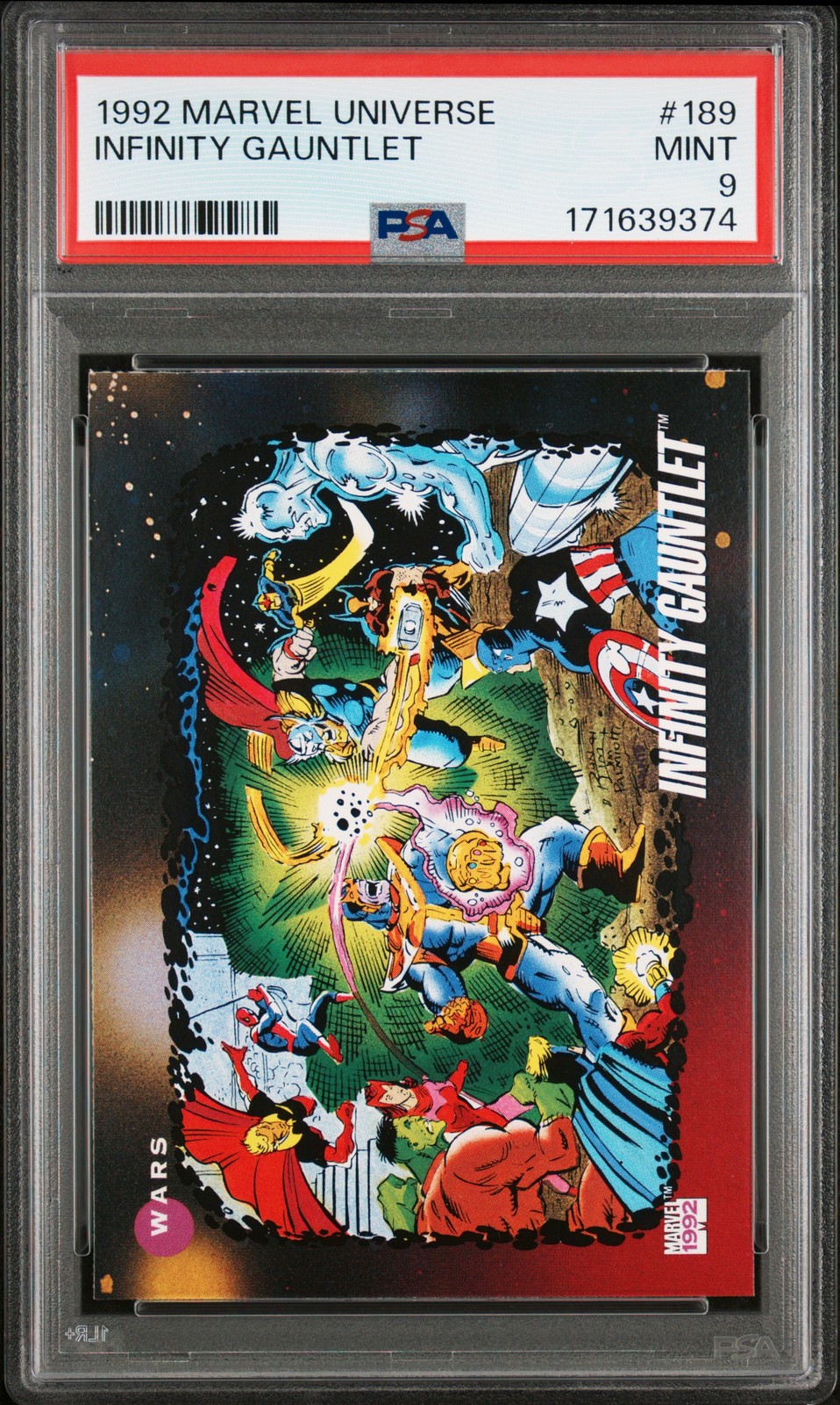 1992 MARVEL UNIVERSE #189 INFINITY GAUNTLET PSA 9 view 1