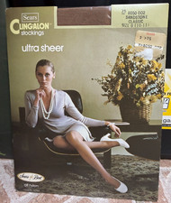 Sears Vintage Stockings Cling-alon Sandstone Classic Size B 10-11 New 1 Pair 