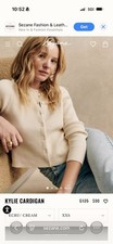 Sezane Kylie Cardigan Cream XXSmall Ribbed Cropped Button Front Organic Cotton
