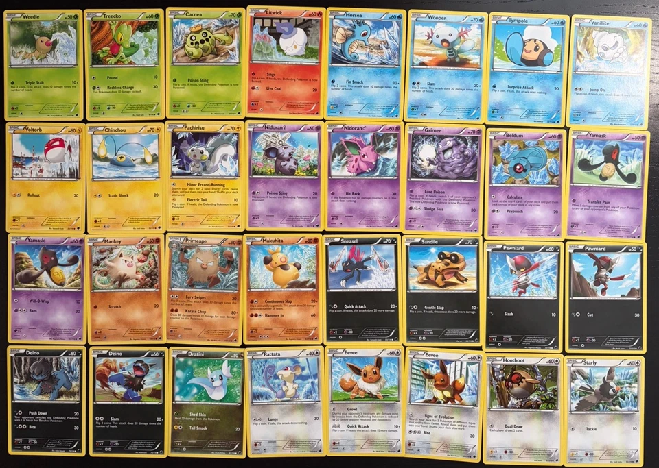 Pokémon Black & White Plasma Freeze COMPLETE SET of Commons 32 Cards (w/ Eevees) - Image 1 of 1