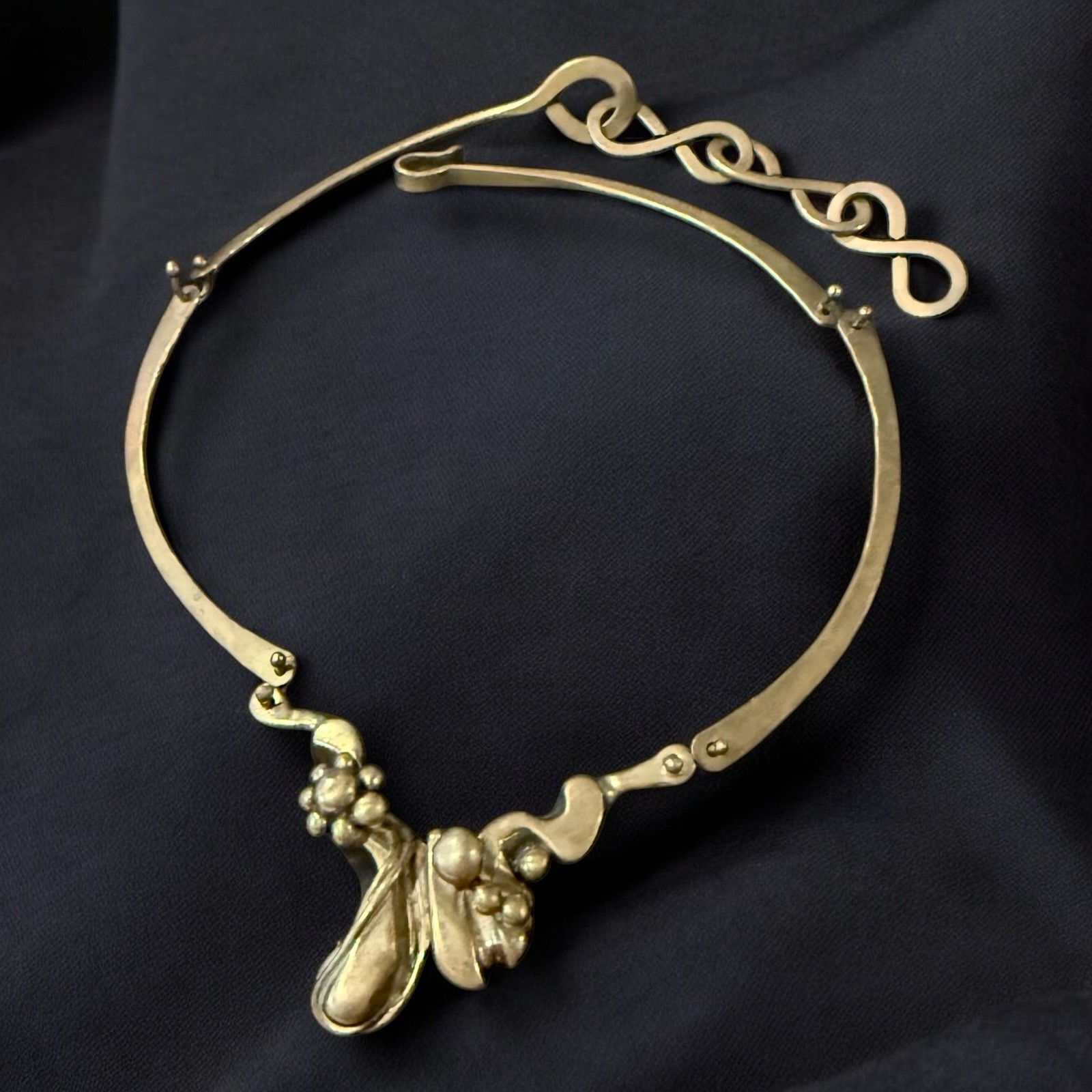 Brutalist Brass Statement Necklace Sculptural Mod… - image 7